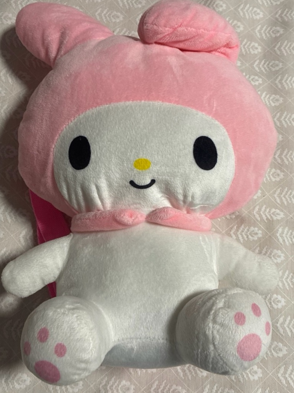 Pink & White Plush Bunny Kids Toy - Soft Backpack Buddy
